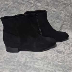 Women's Time and Tru Black Ankle Boots - Wide Sizes